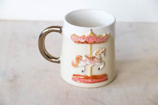 Pink Carousel Medium Stoneware Mug