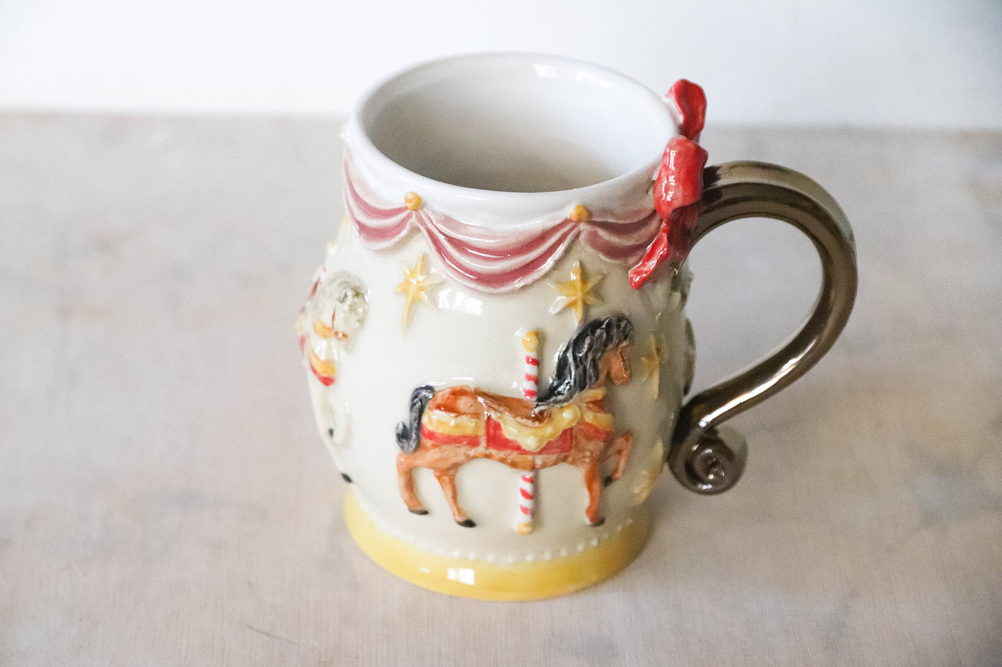 Horse Carousel Bow Stoneware Mug