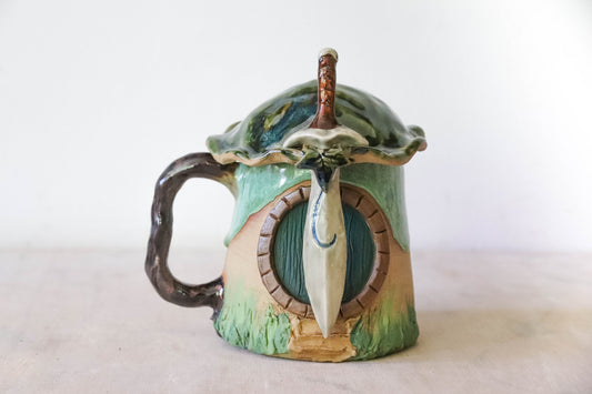 Green Hobbit House Stoneware Mug