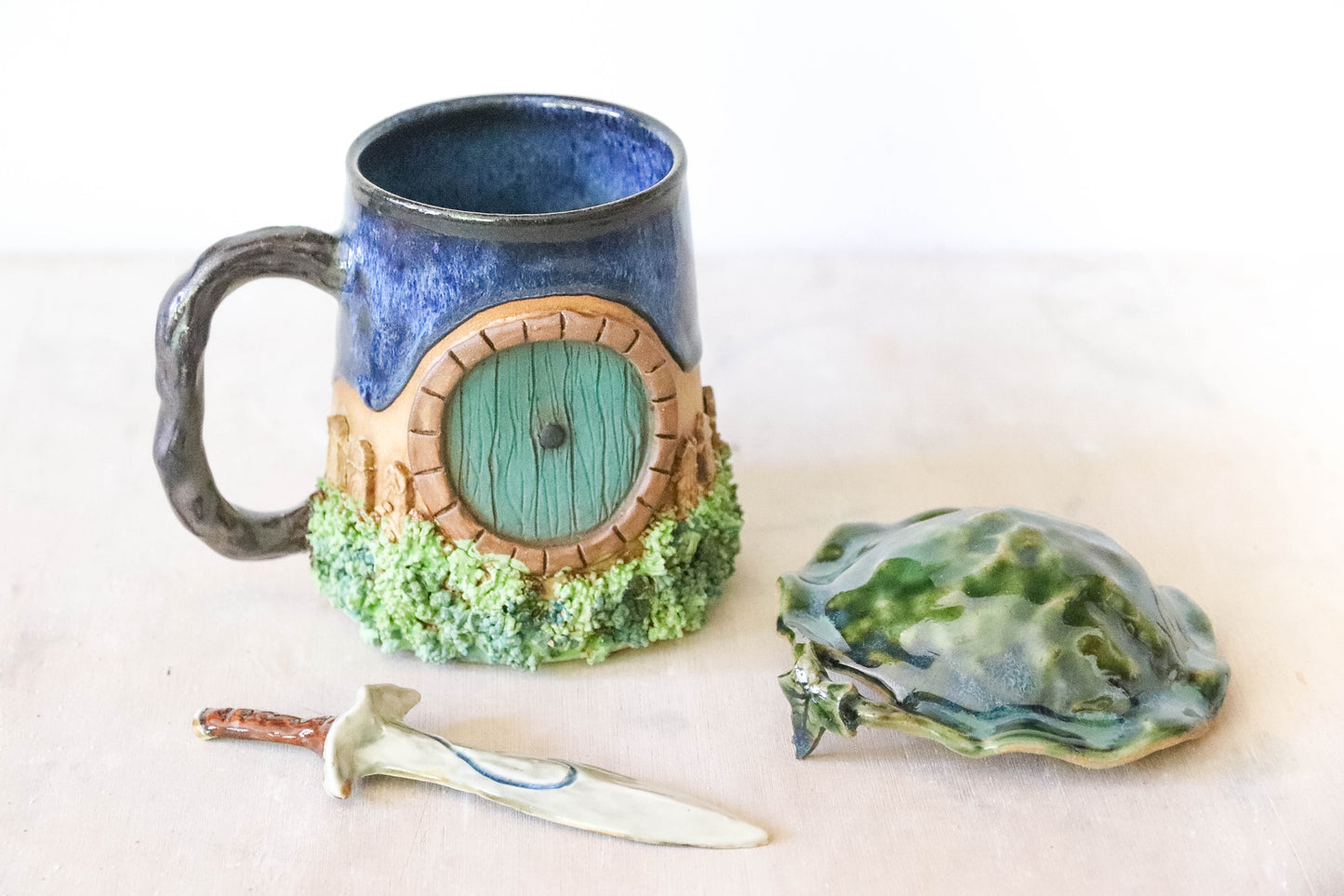 Blue Hobbit House Stoneware Mug