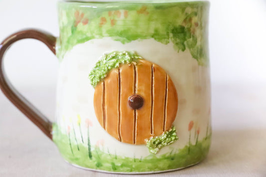Brown Hobbit Door Round Mug