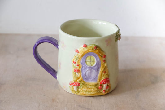 Floral Mushroom Fairy House Round Mug