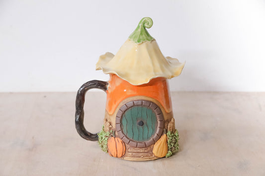 Pumpkin Garden Hobbit House Stoneware Mug