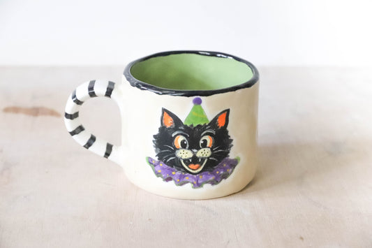 Vintage Halloween Cat Pot Medium