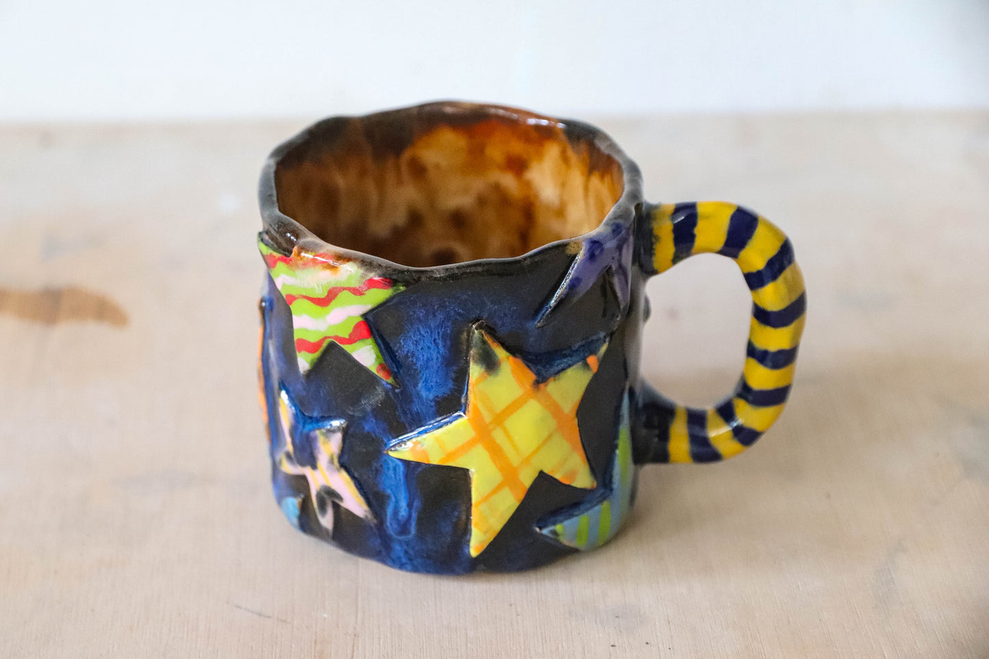 Blue Stars Stoneware Pot