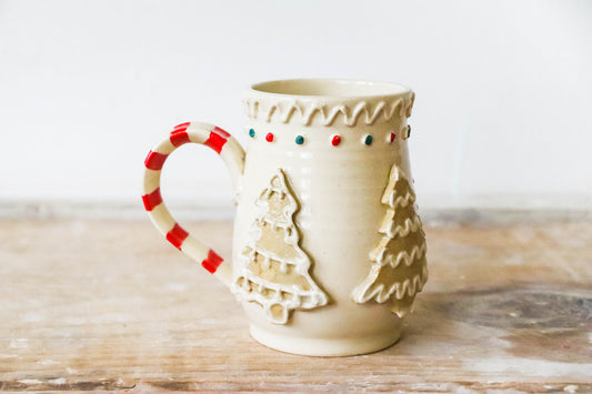 White Christmas Tree Gingerbread Mug