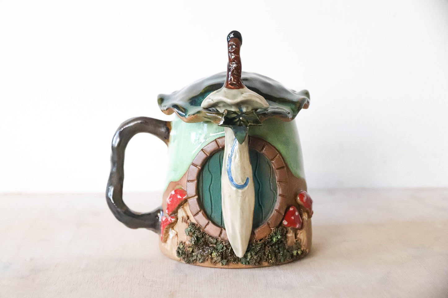 Mushroom Hobbit House Stoneware Mug