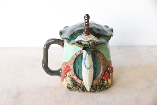 Mushroom Hobbit House Stoneware Mug