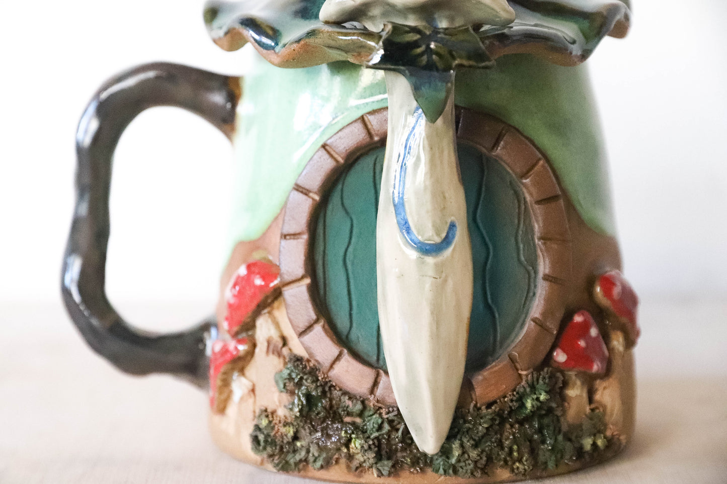 Mushroom Hobbit House Stoneware Mug