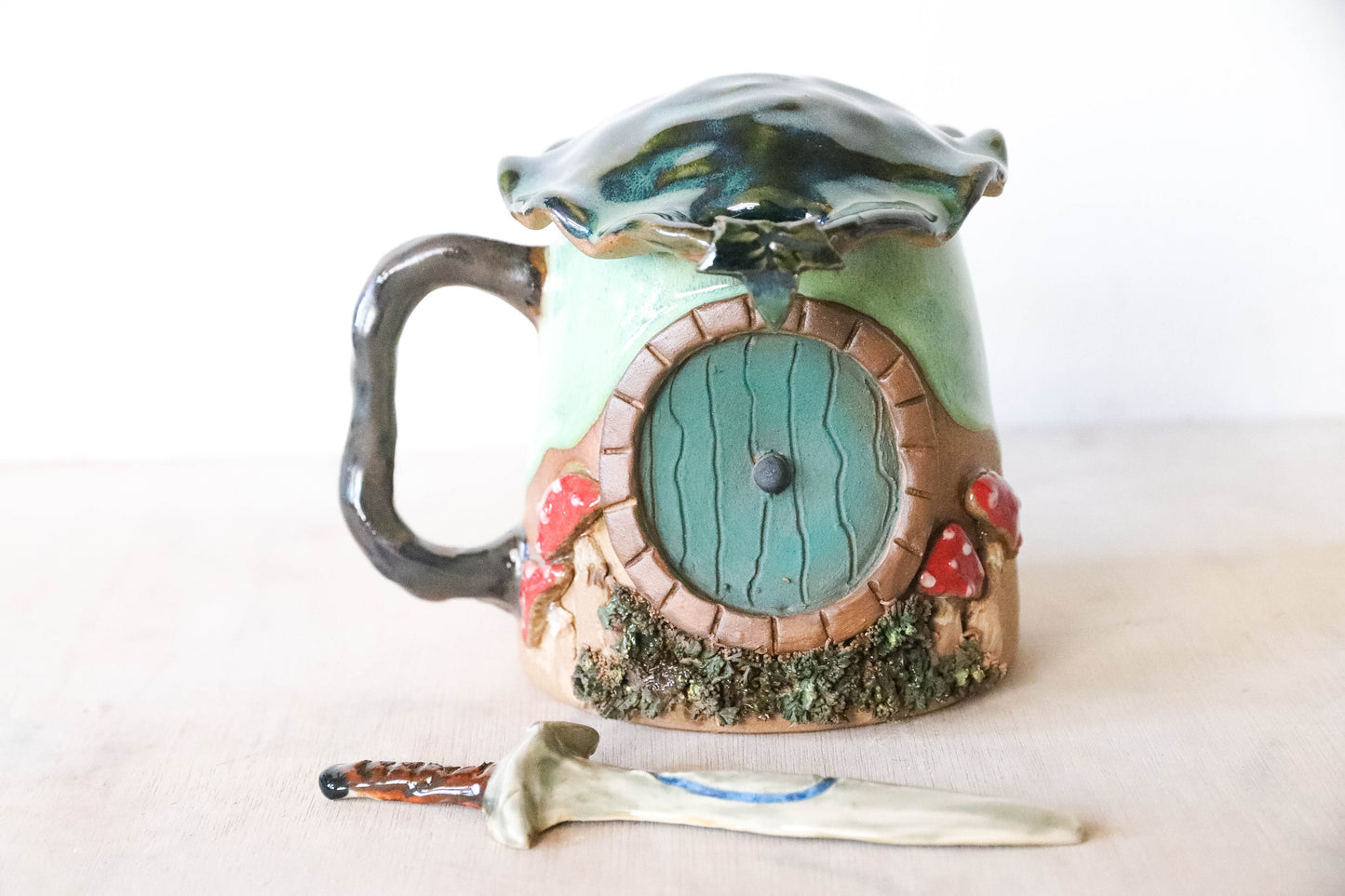 Mushroom Hobbit House Stoneware Mug