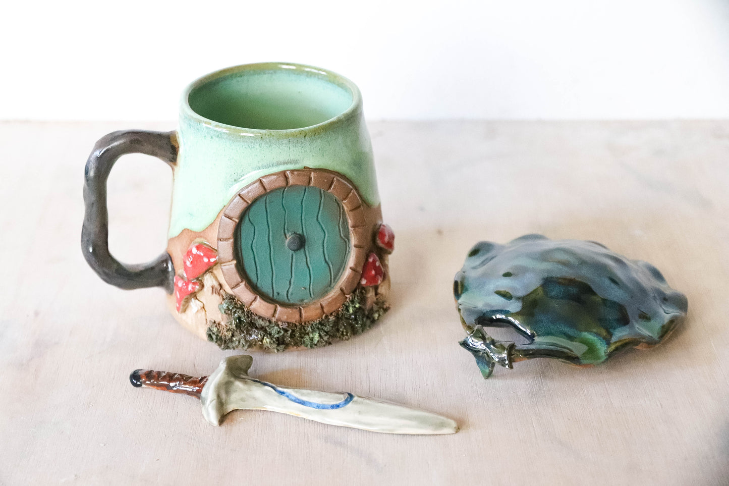 Mushroom Hobbit House Stoneware Mug