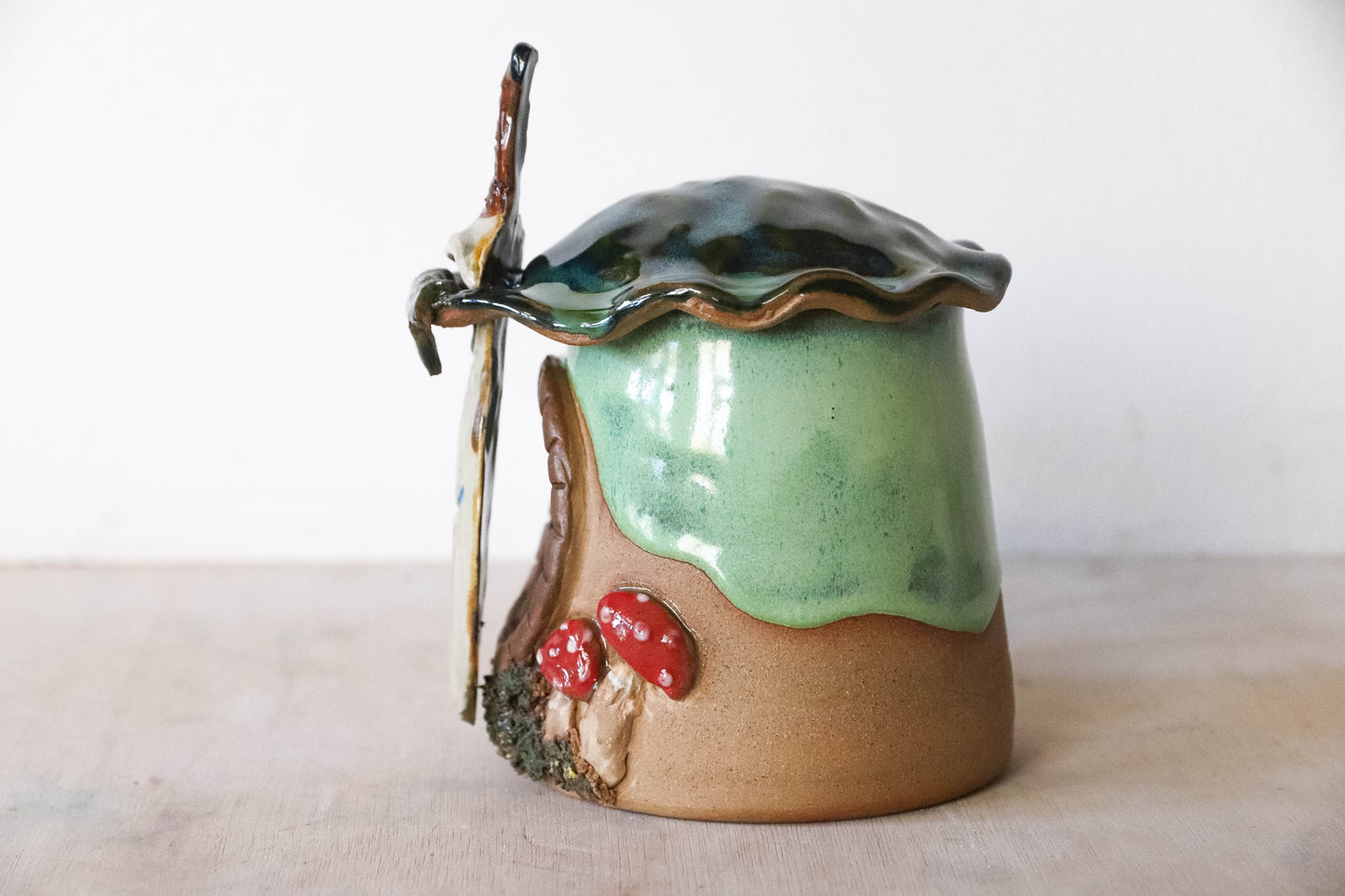 Mushroom Hobbit House Stoneware Mug