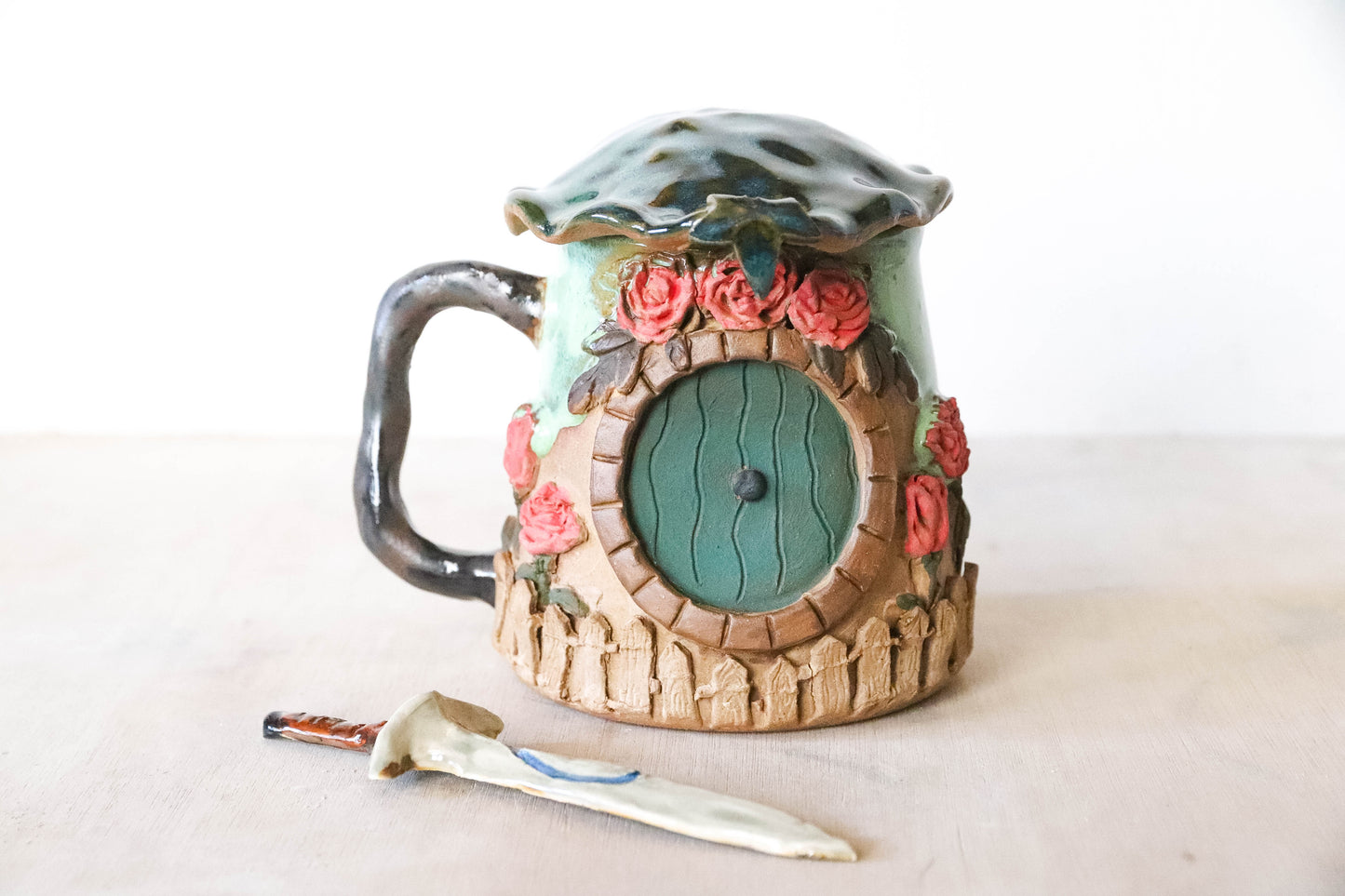 Rose Garden Hobbit House Stoneware Mug