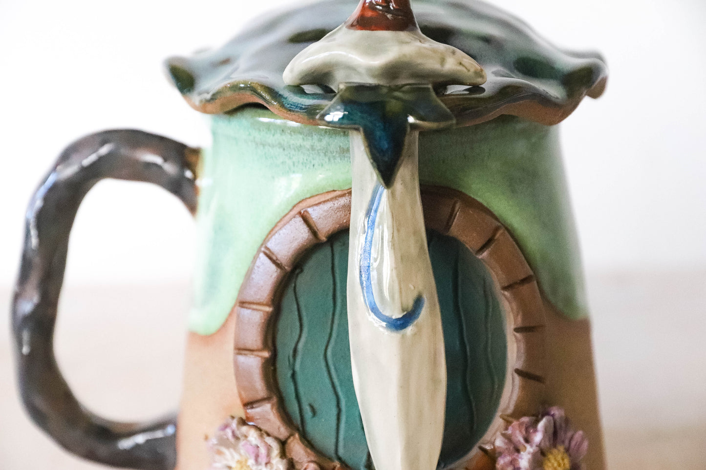 Purple Flower Hobbit House Stoneware Mug