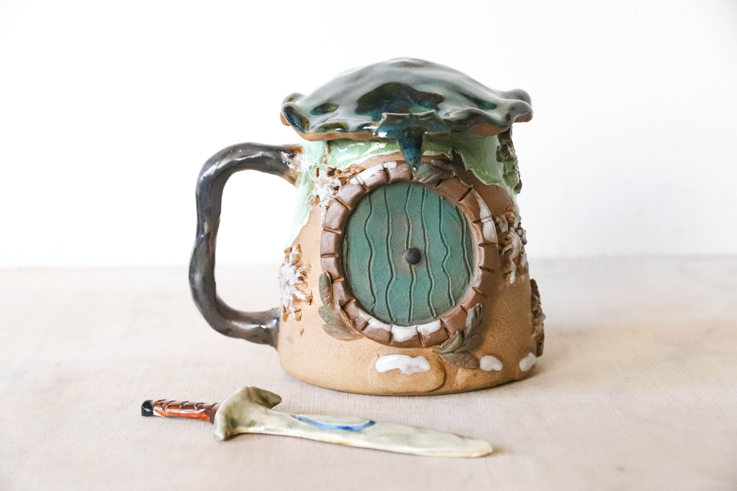 Winter Hobbit House Stoneware Mug