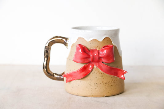 Red Bow Stoneware Mug
