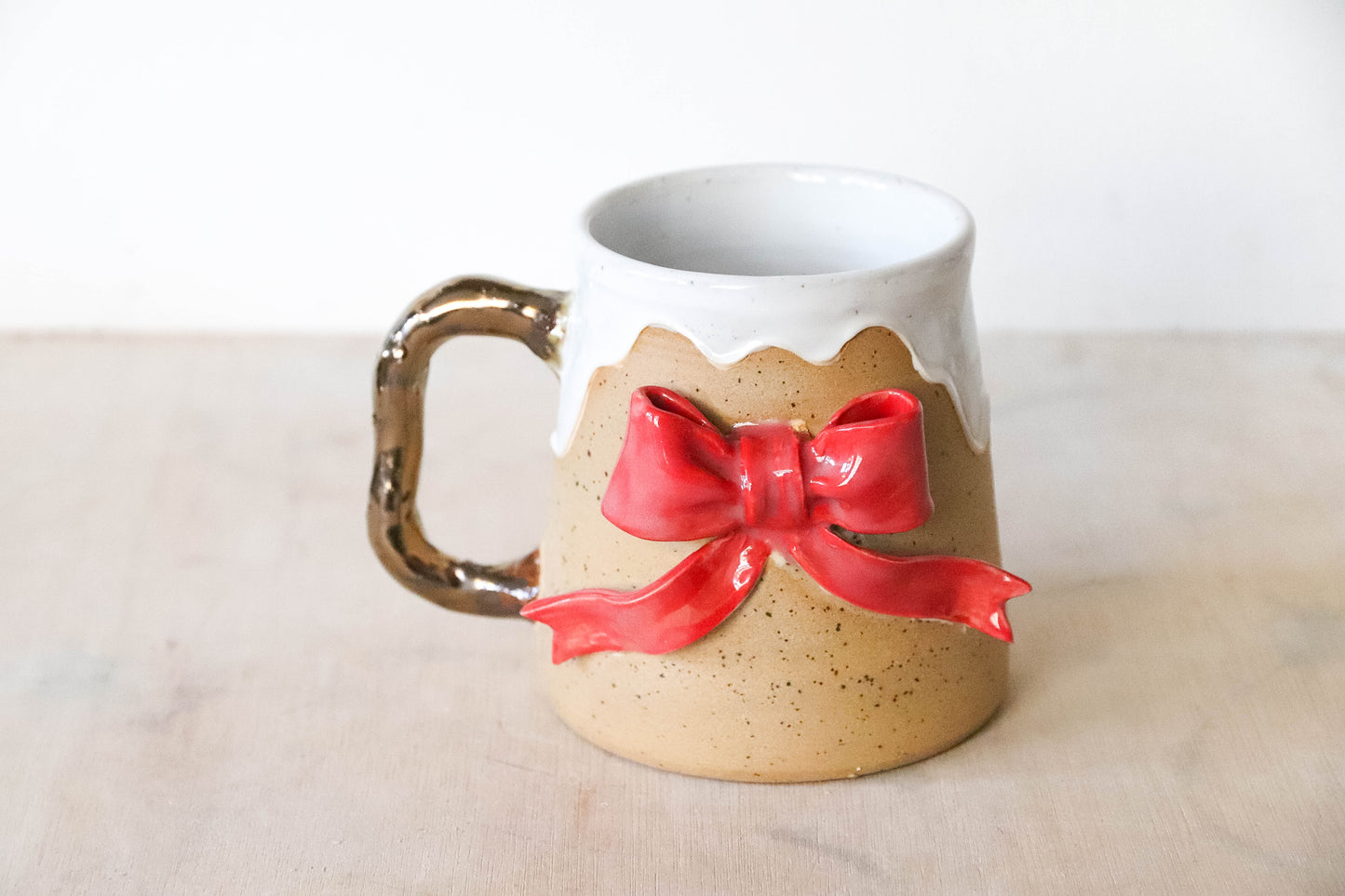 Red Bow Stoneware Mug