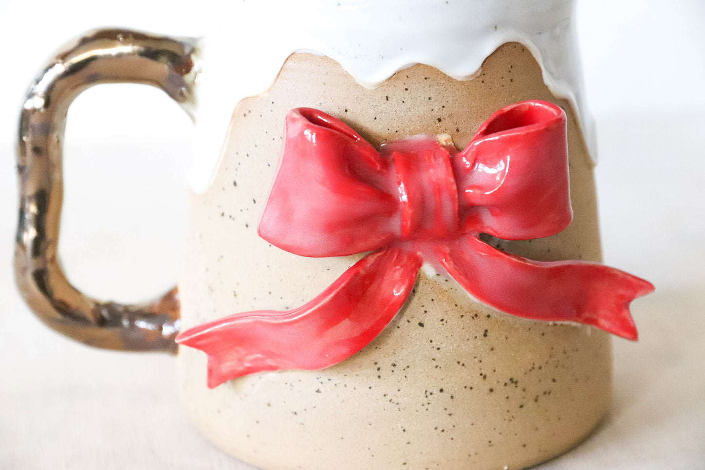 Red Bow Stoneware Mug