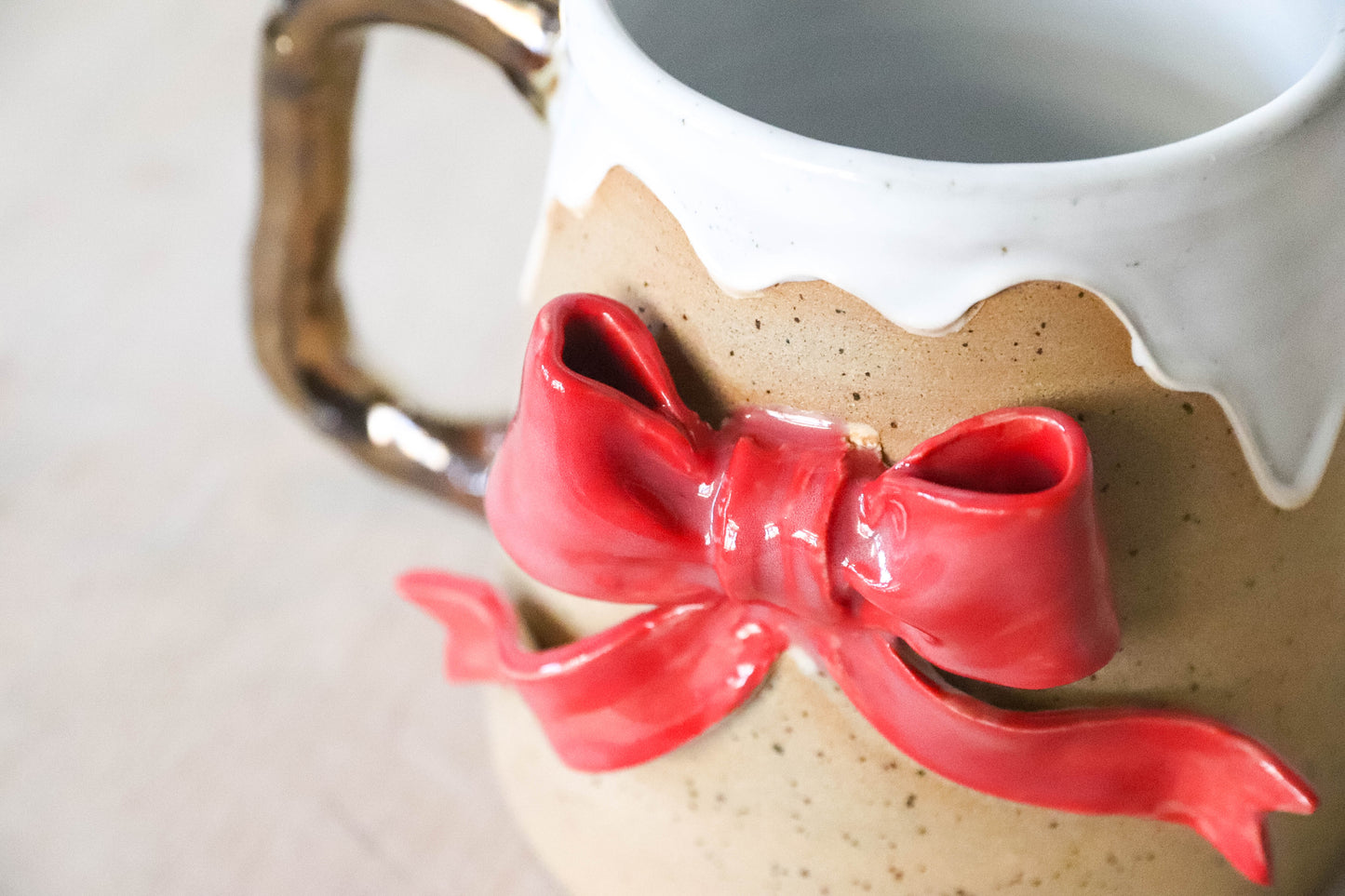 Red Bow Stoneware Mug