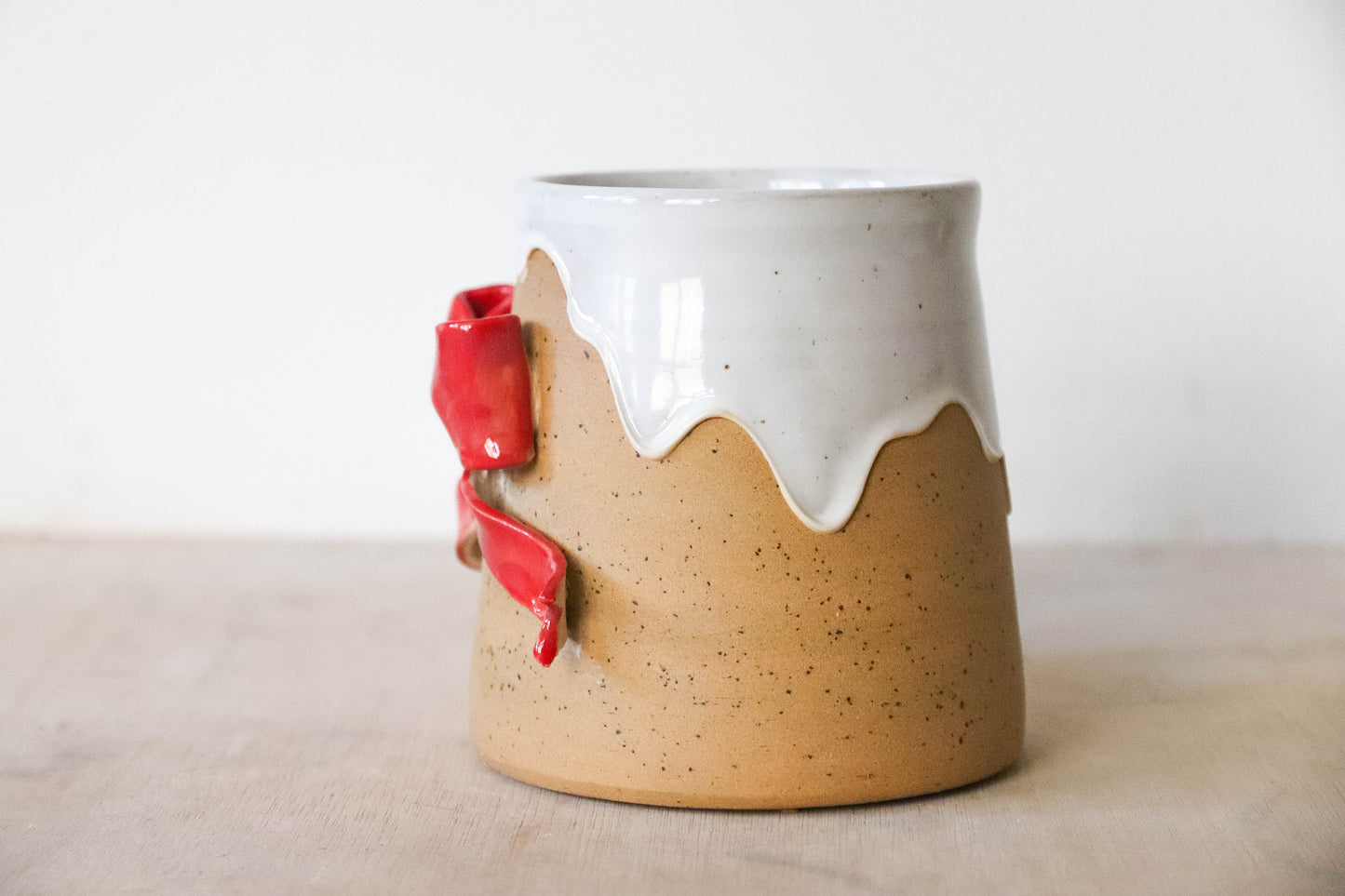 Red Bow Stoneware Mug