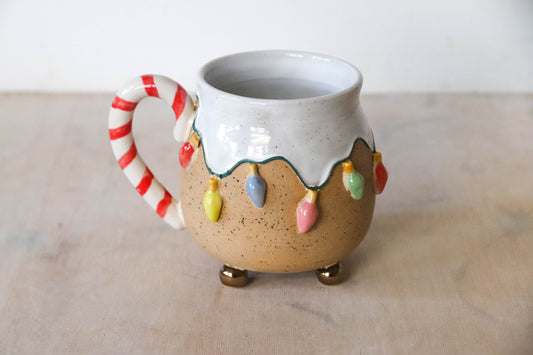 Christmas Lights Round Stoneware Mug