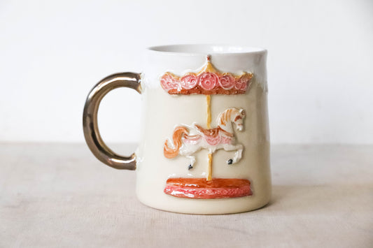 Pink Carousel Medium Stoneware Mug