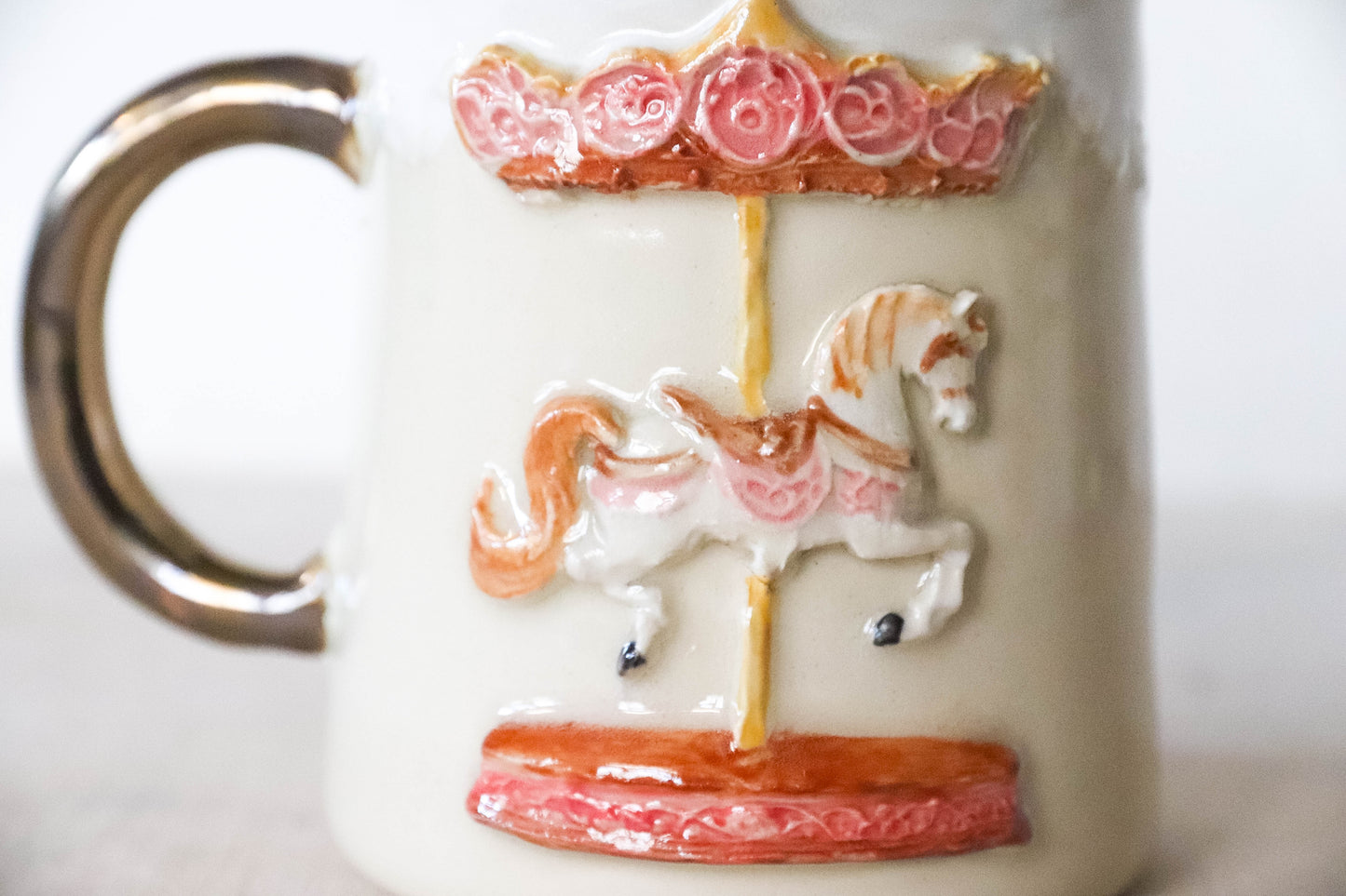 Pink Carousel Medium Stoneware Mug
