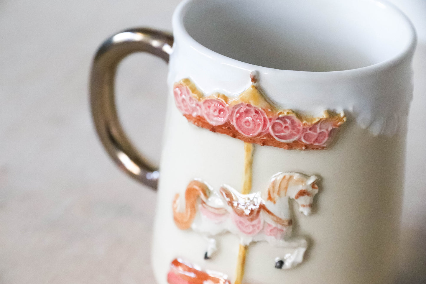 Pink Carousel Medium Stoneware Mug
