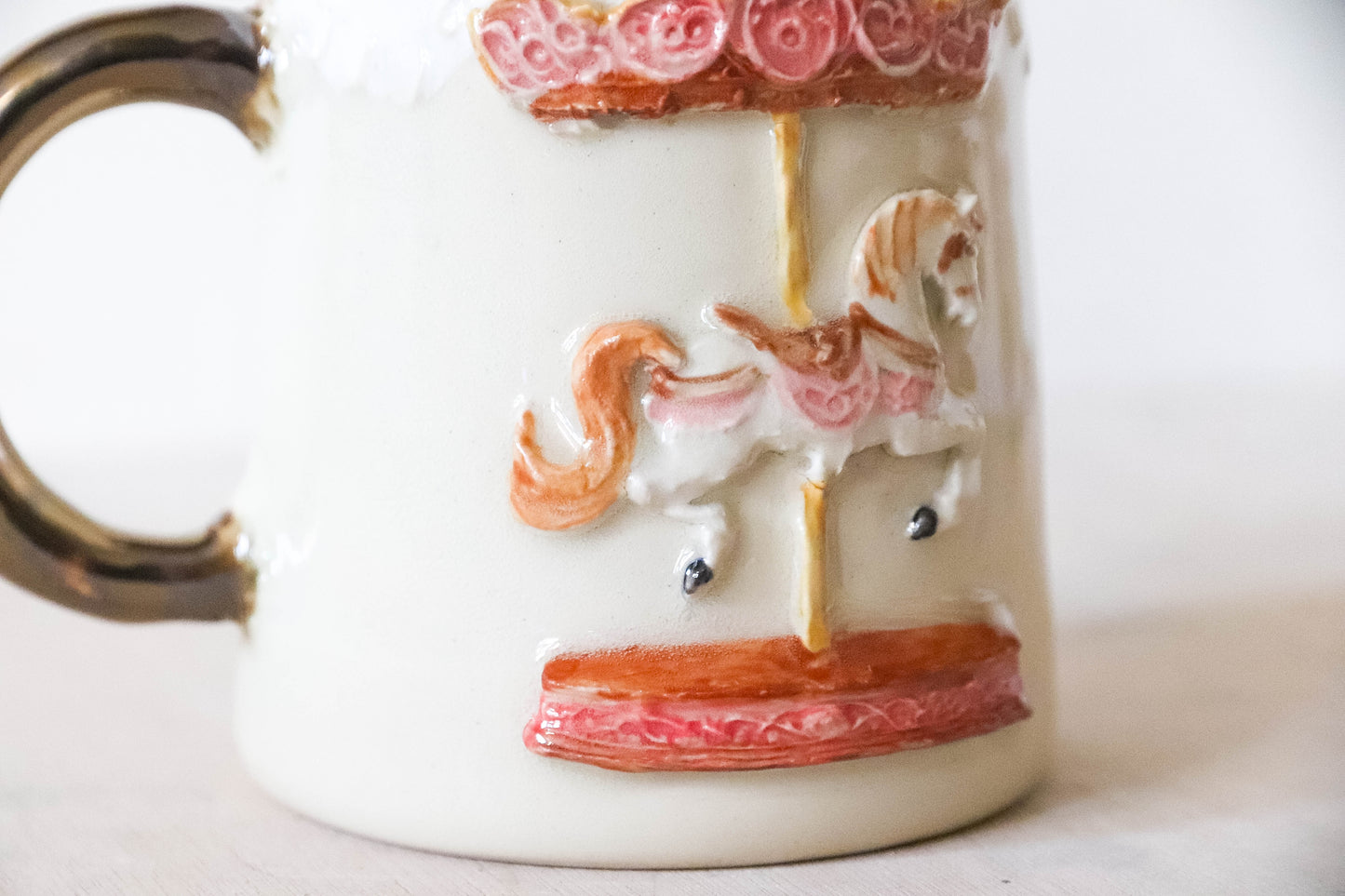 Pink Carousel Medium Stoneware Mug
