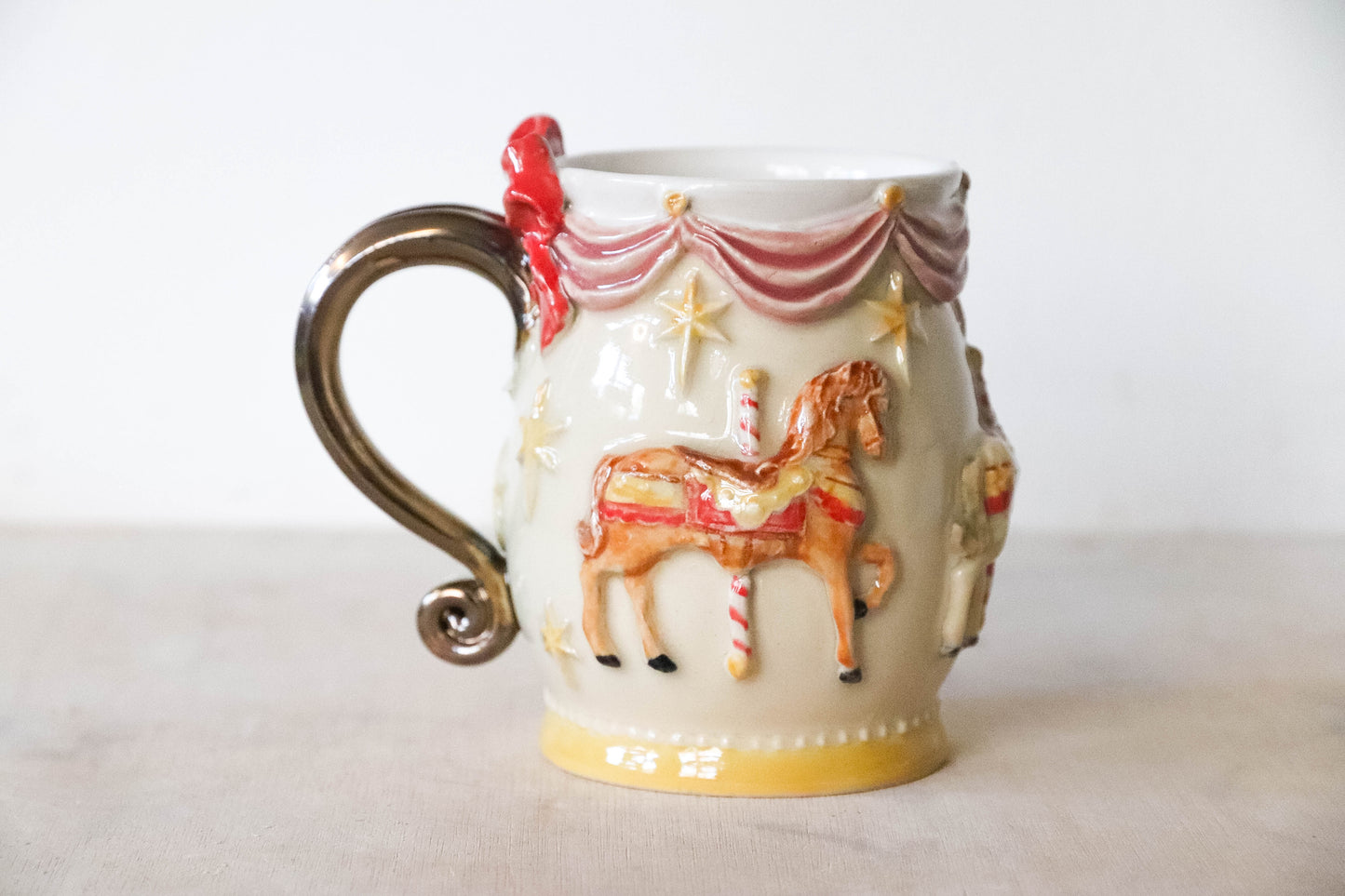 Horse Carousel Bow Stoneware Mug