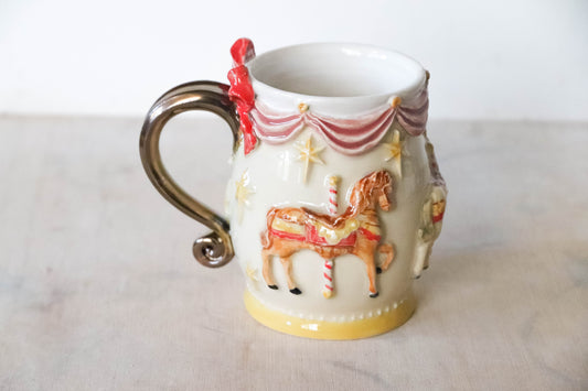 Horse Carousel Bow Stoneware Mug
