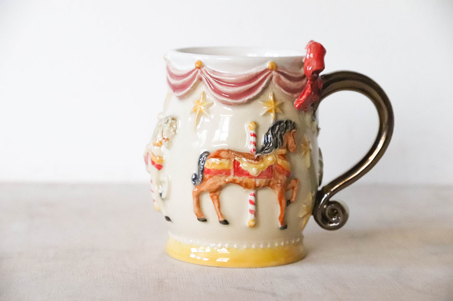 Horse Carousel Bow Stoneware Mug