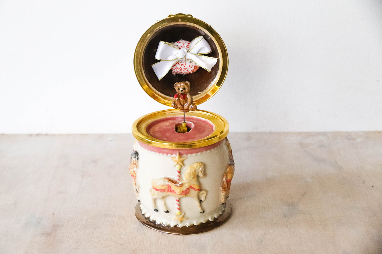 Carousel Stoneware Music Box