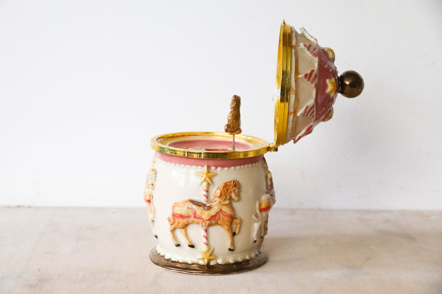 Carousel Stoneware Music Box
