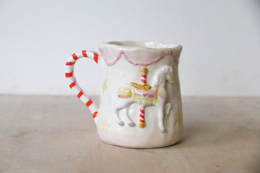 White Carousel Horse Tulip Mug