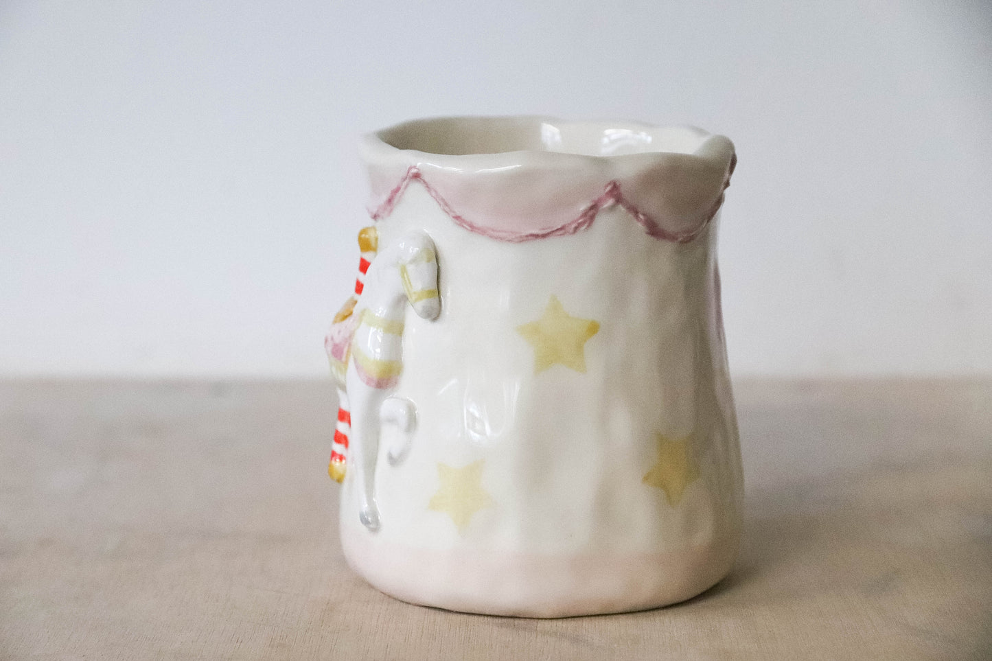 White Carousel Horse Tulip Mug