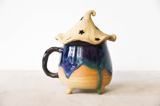 Witch Hat Cauldron Stoneware Mug