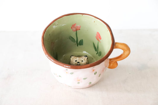 Peekaboo Hedgehog Floral Mug