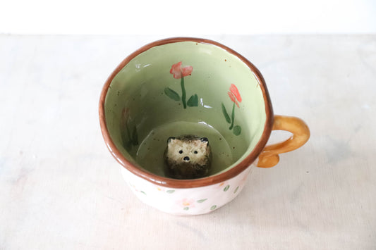 Peekaboo Hedgehog Floral Mug