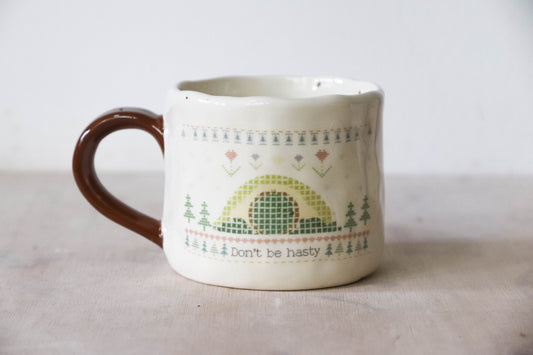 Don't Be Hasty Brown Mug Medium