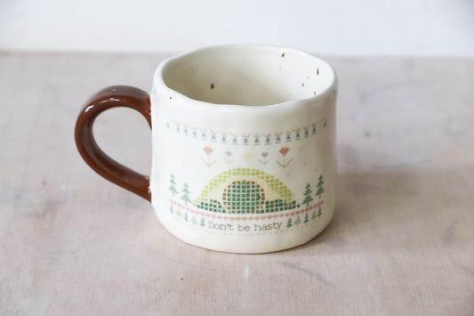 Don't Be Hasty Brown Mug Medium
