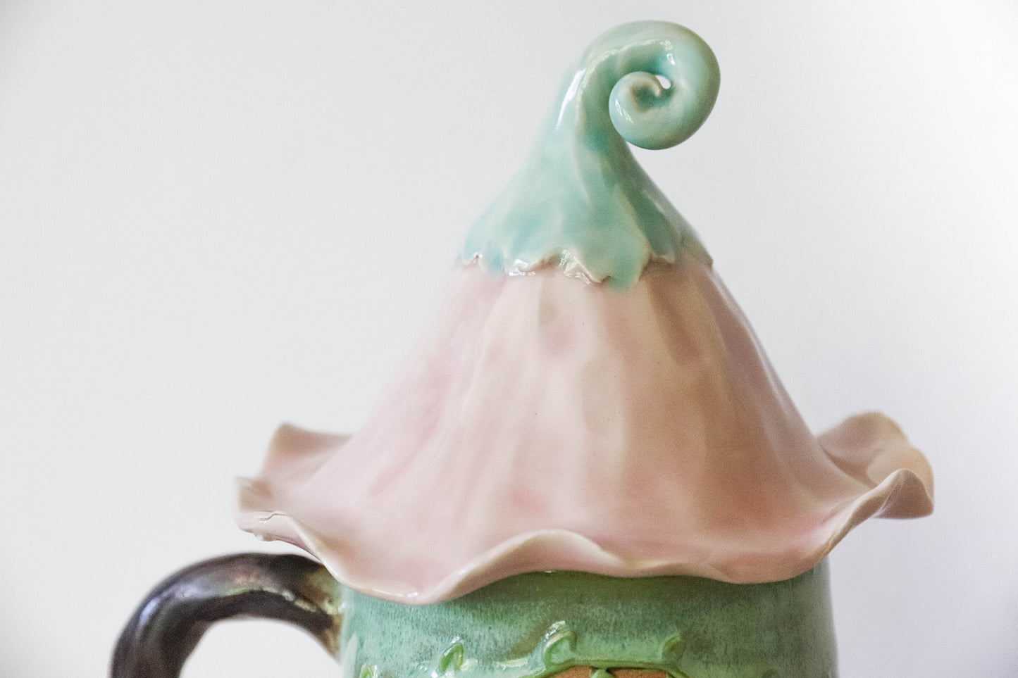 Pink Flower Hobbit House Stoneware Mug