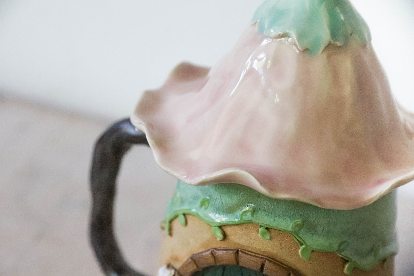 Pink Flower Hobbit House Stoneware Mug