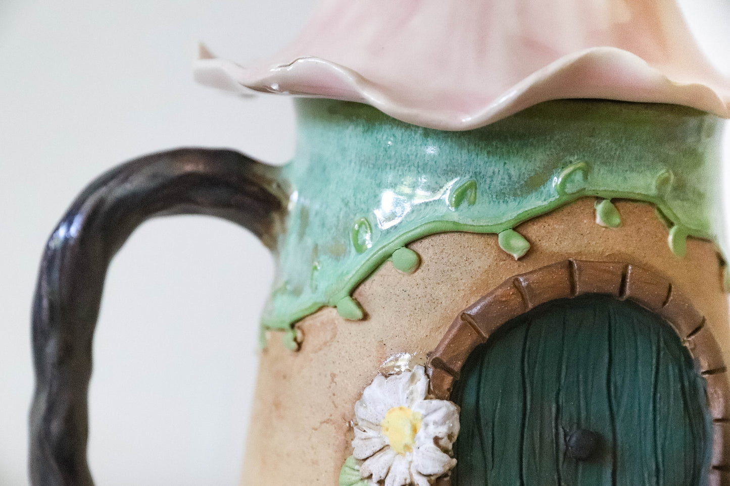 Pink Flower Hobbit House Stoneware Mug