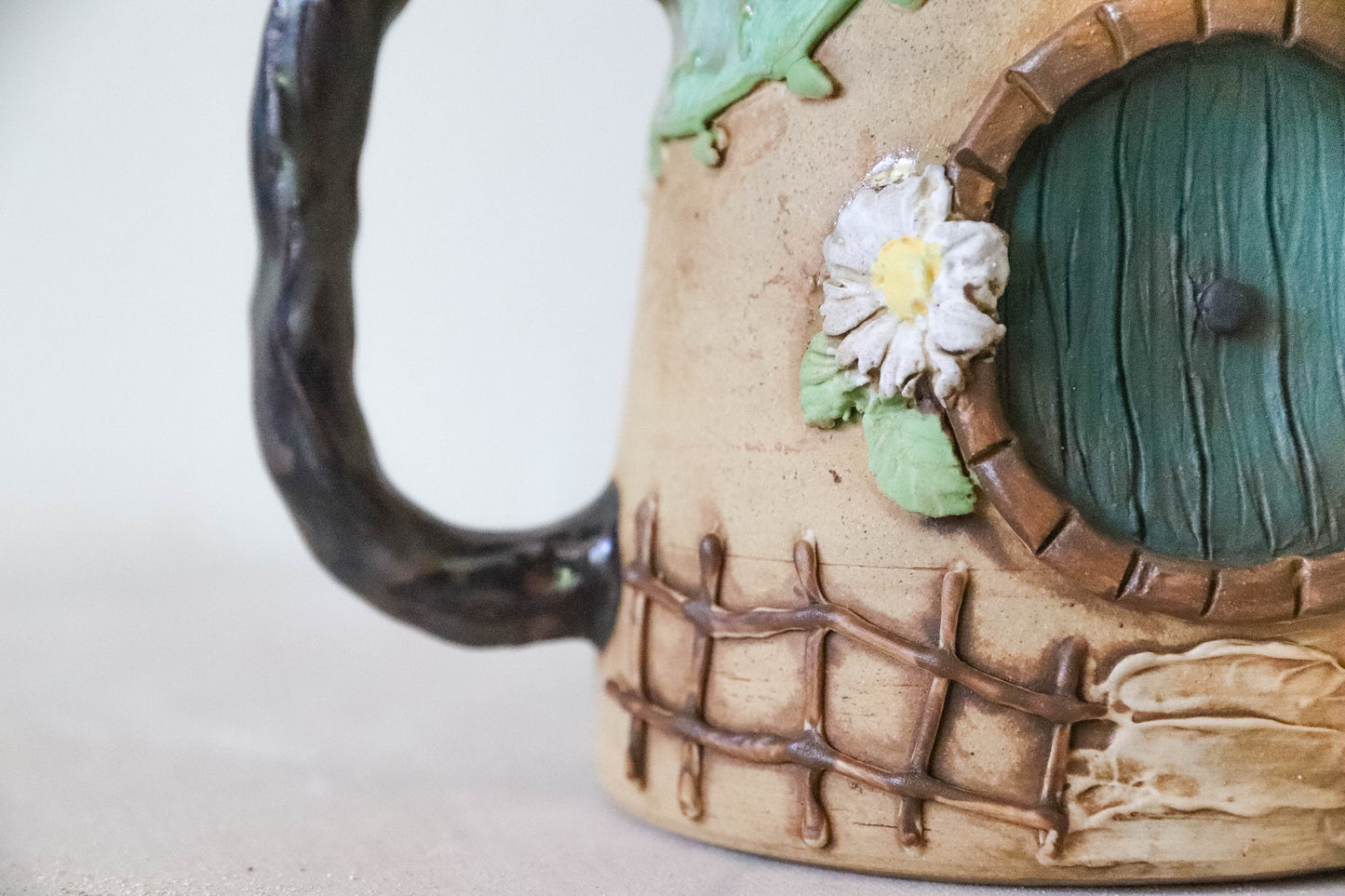 Pink Flower Hobbit House Stoneware Mug