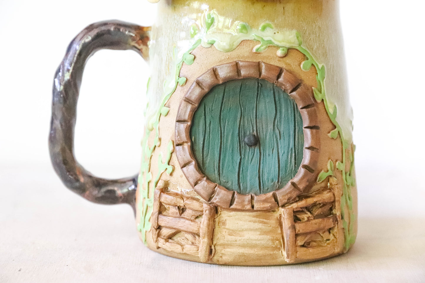 Yellow Flower Hobbit House Stoneware Mug