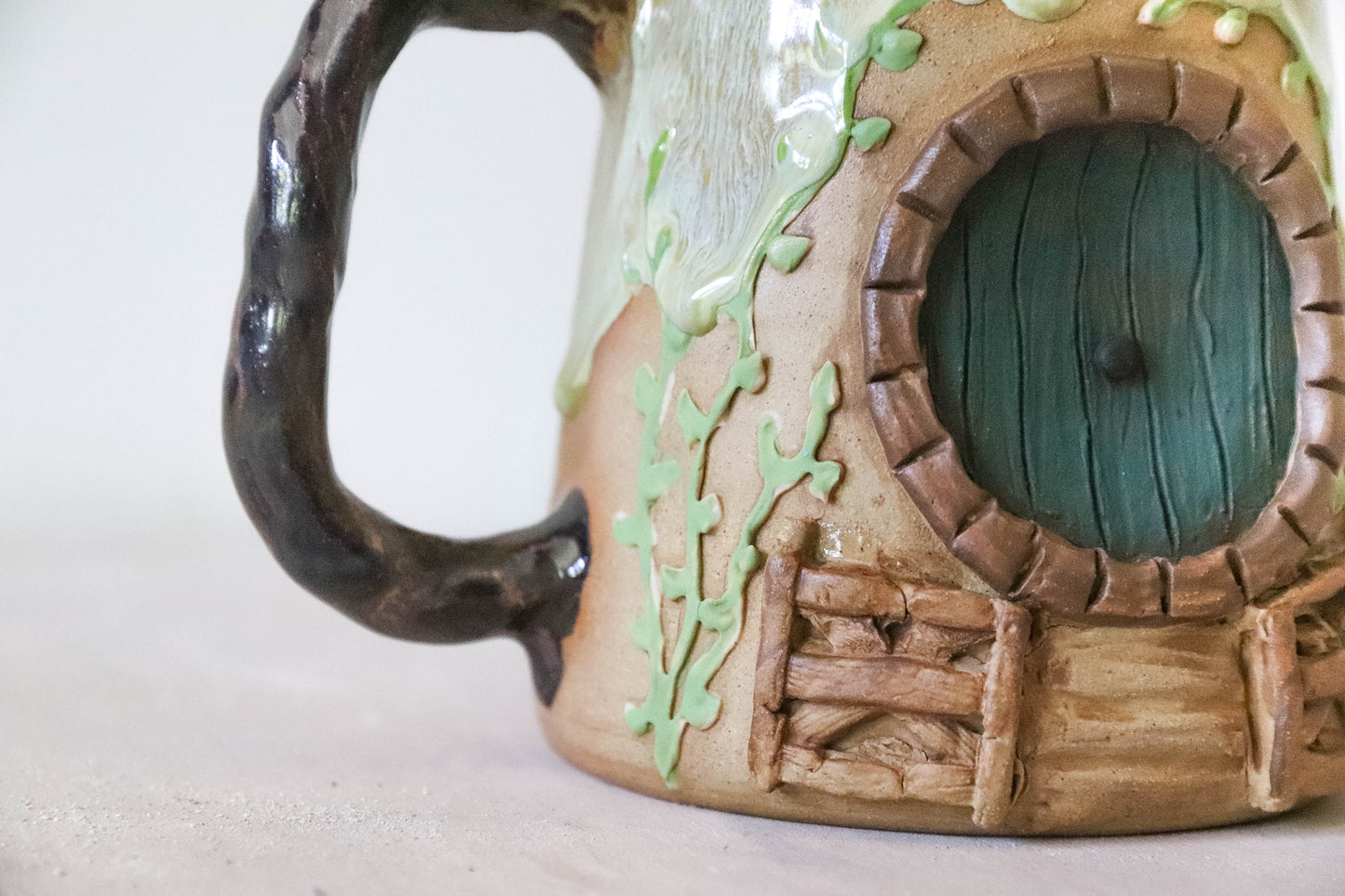 Yellow Flower Hobbit House Stoneware Mug