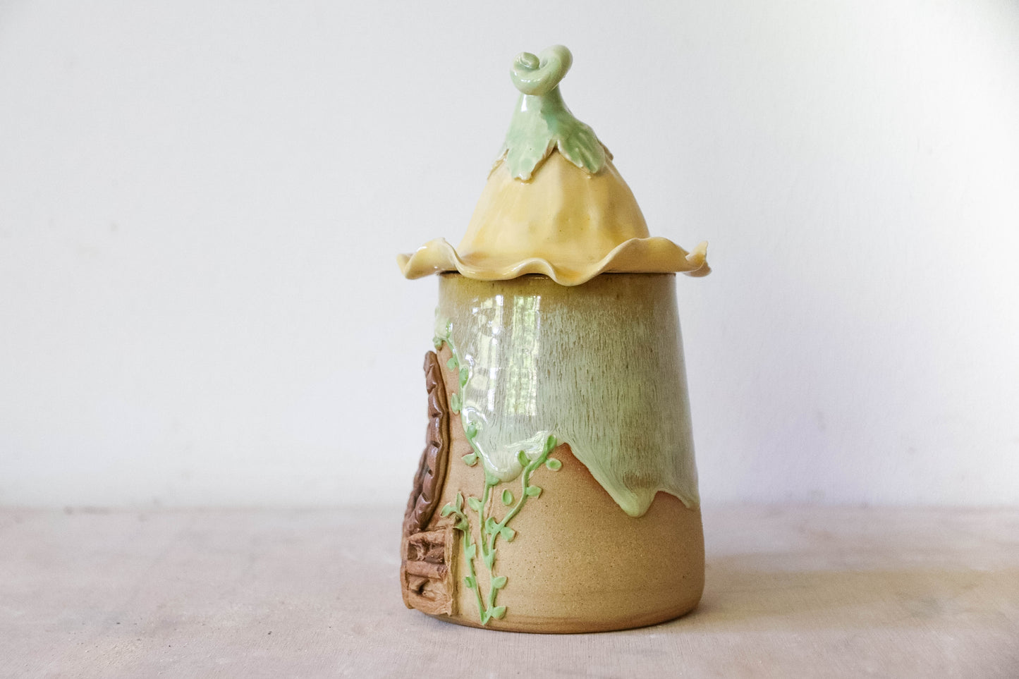 Yellow Flower Hobbit House Stoneware Mug