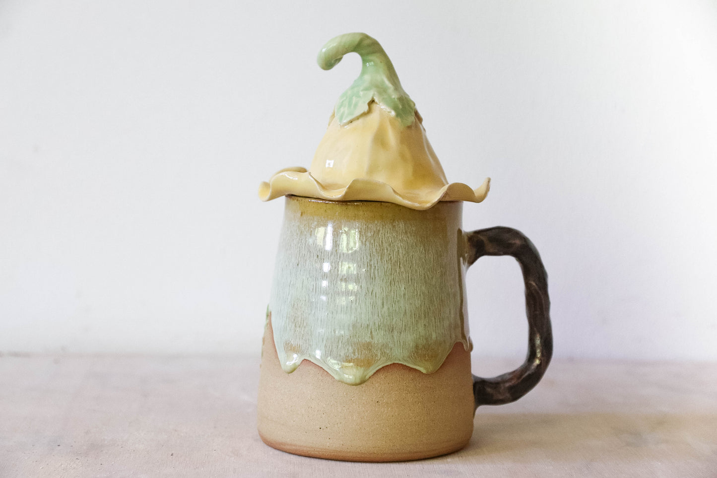 Yellow Flower Hobbit House Stoneware Mug