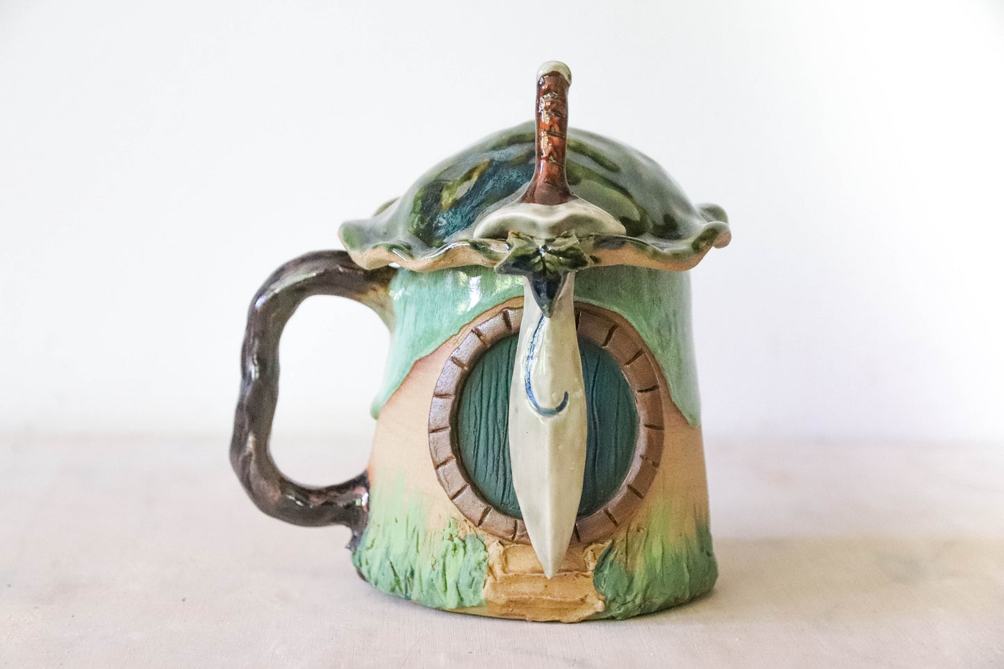 Green Hobbit House Stoneware Mug